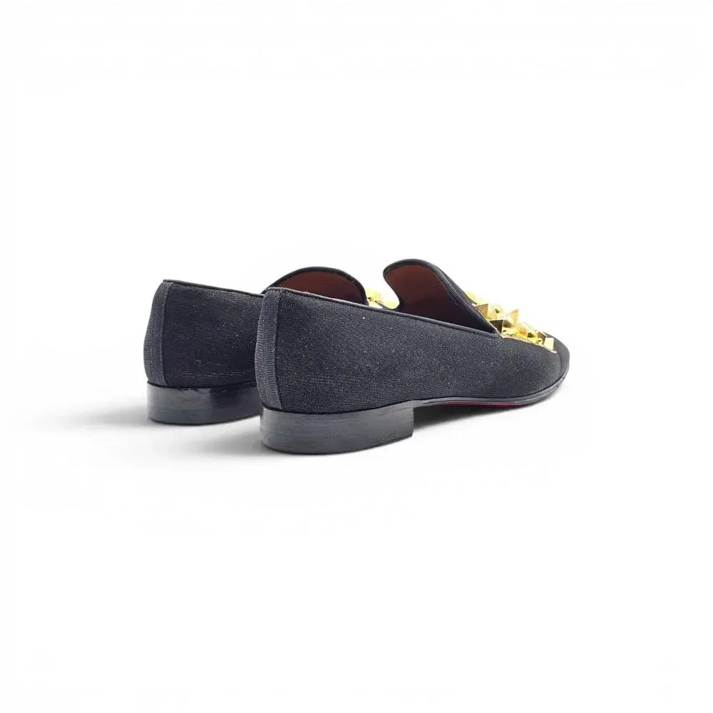 Christian Louboutin Love Met Men's Lurex Loafers Black Embellished EU 43 US 10